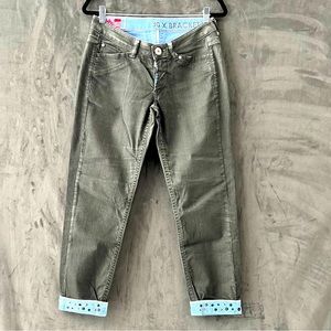 Marithé Francois Girbaud cool grey jeans with sky blue and stud details. S 30